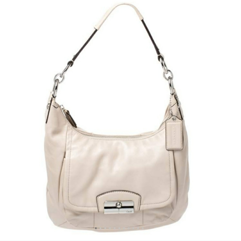 COACH Ivory Kristin Leather Crossbody Hobo Bag